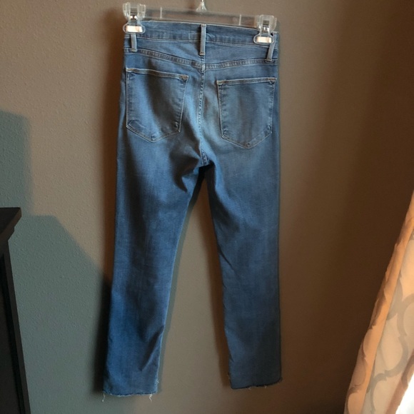 Frame Le High Straight Jeans Raw Hem Asymmetrical - Picture 5 of 8